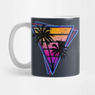 Distressed Triangle Synthwave Silhouette Design Mug